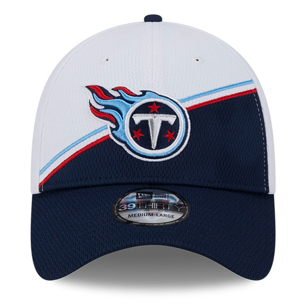 Men's New Era White/Navy Tennessee Titans 2023 Sideline 39THIRTY Flex Hat - Image 8