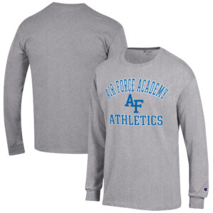 Men's Champion  Gray Air Force Falcons Athletics Logo Long Sleeve T-Shirt
