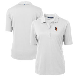 Women's Cutter & Buck  White New York Mets DryTec Virtue Eco Pique Recycled Polo