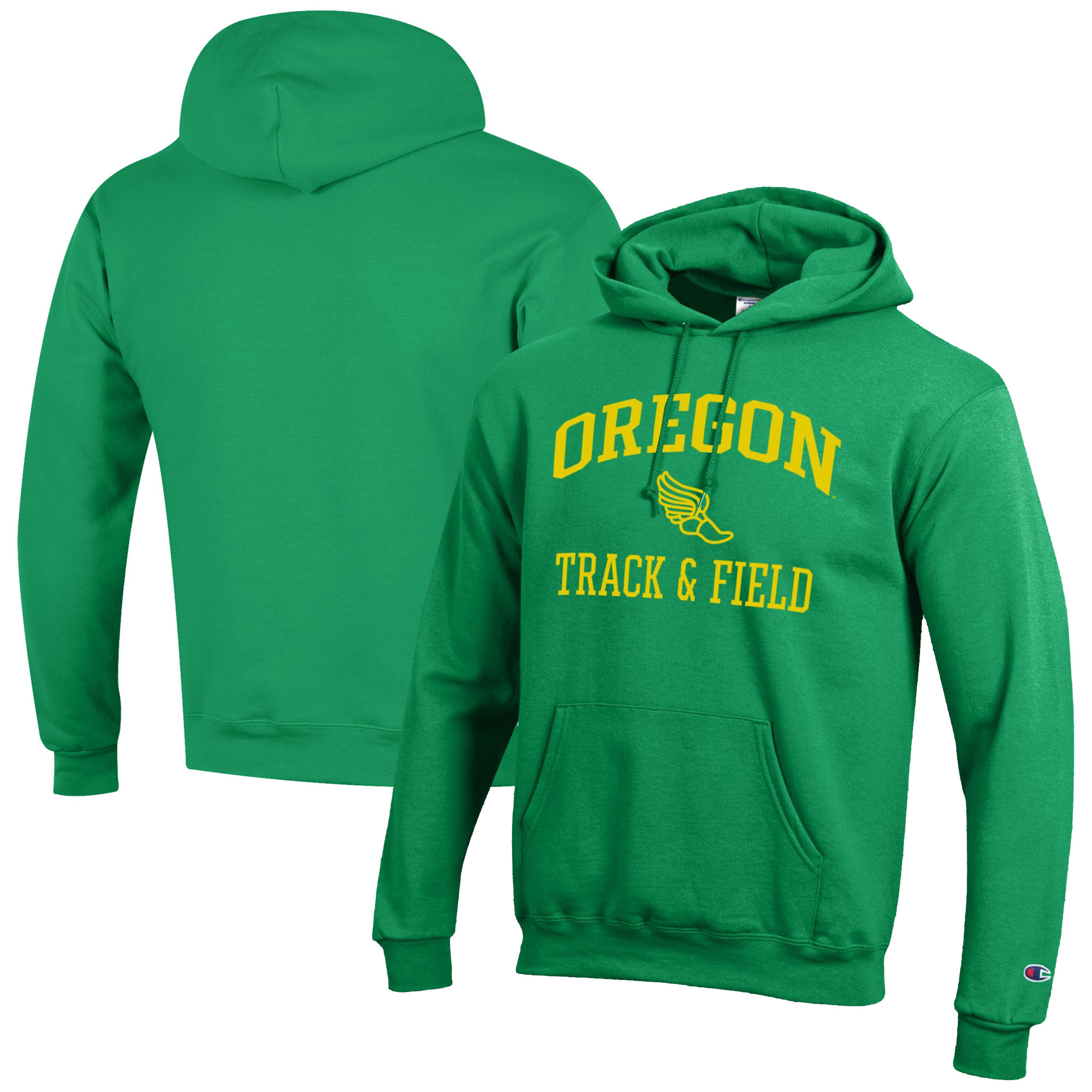 Men's Champion Green Oregon Ducks Track & Field Icon Powerblend Pullover Hoodie