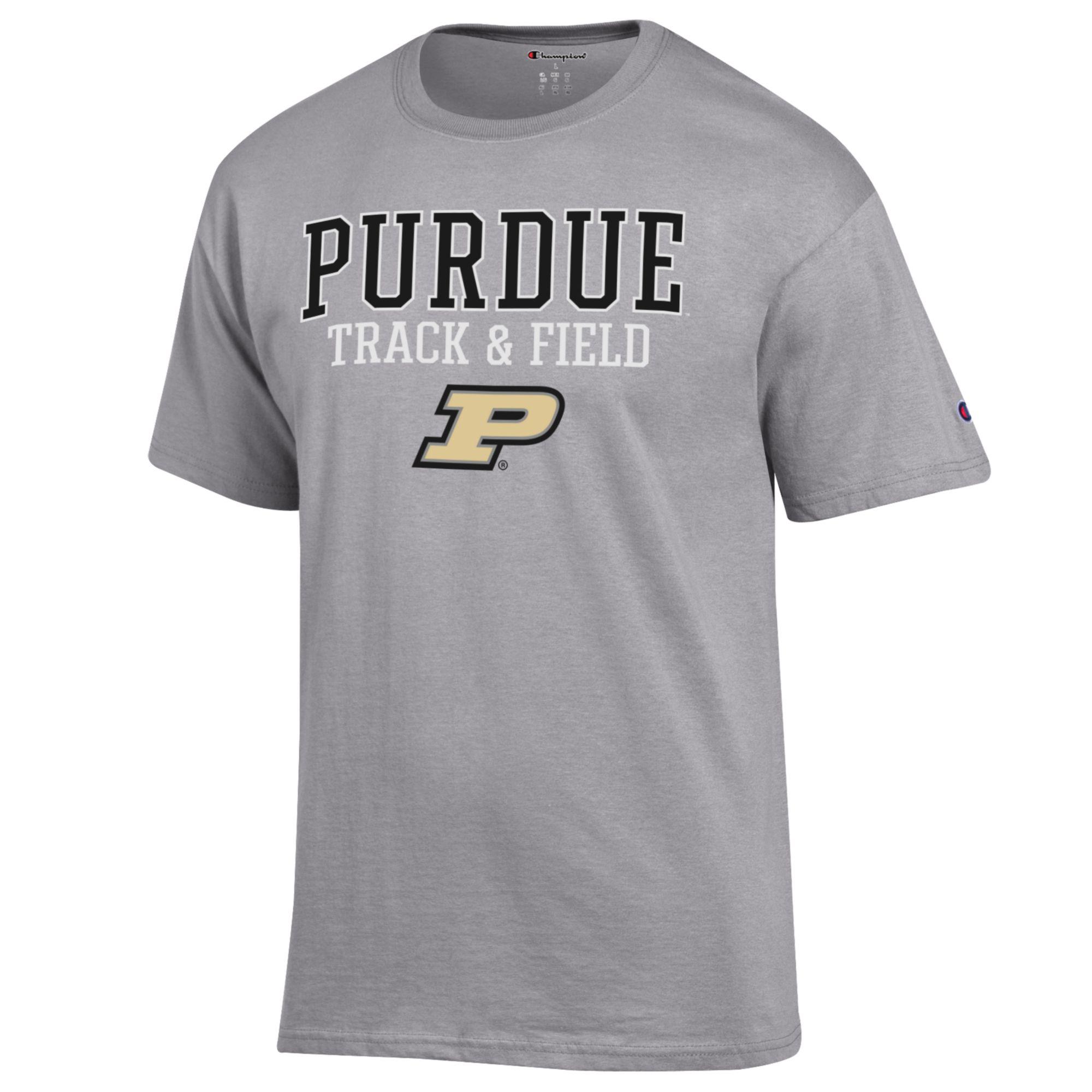 Men's Champion Gray Purdue Boilermakers Track & Field Stack T-Shirt - Image 6