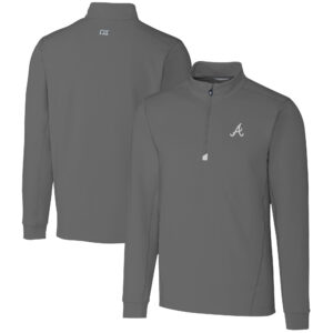 Men's Cutter & Buck  Gray Atlanta Braves Big & Tall Traverse Stretch Quarter-Zip Pullover Top