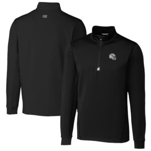 Men's Cutter & Buck  Black Indianapolis Colts Helmet Traverse Stretch Quarter-Zip Pullover Top