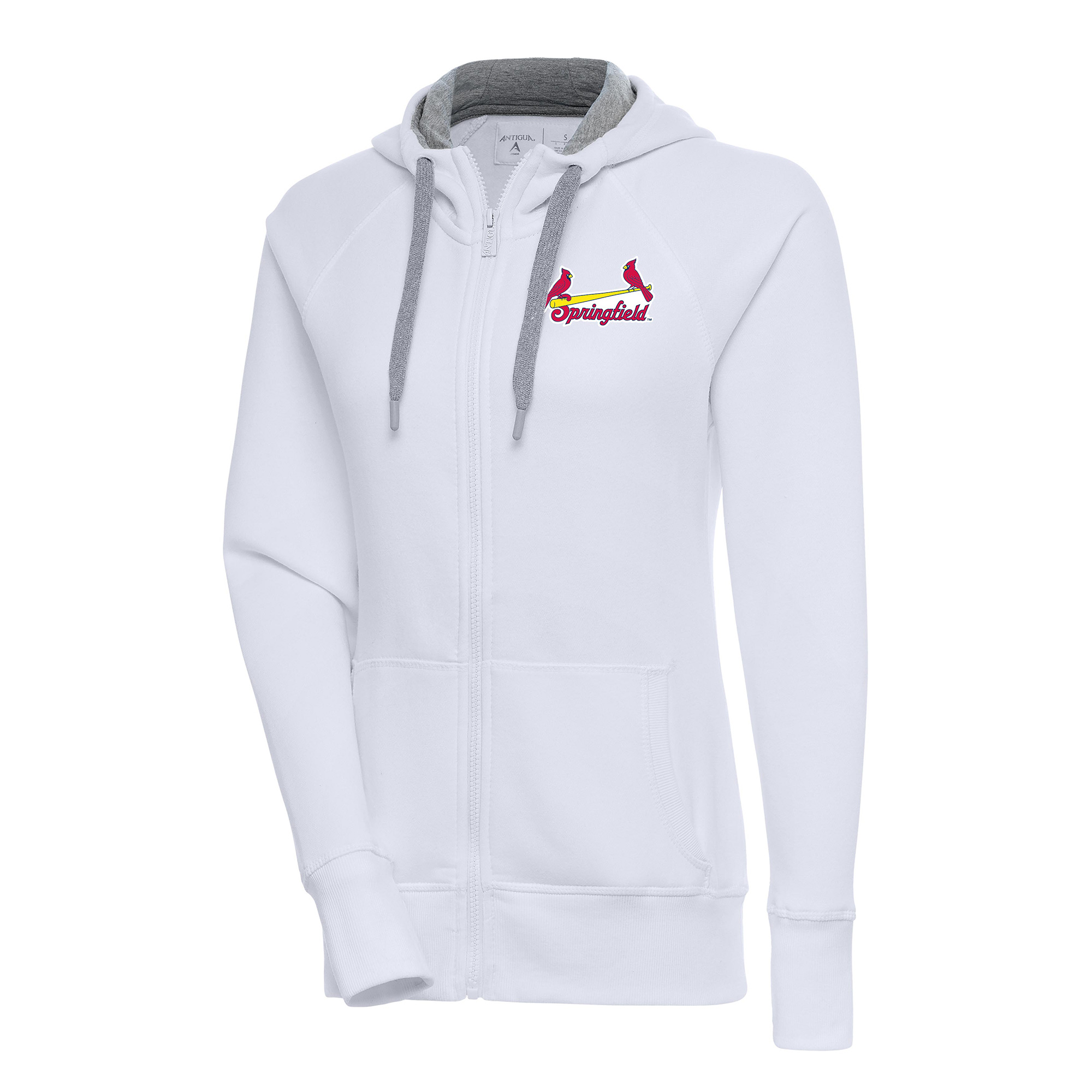 Women's Antigua White Springfield Cardinals Victory Full-Zip Hoodie