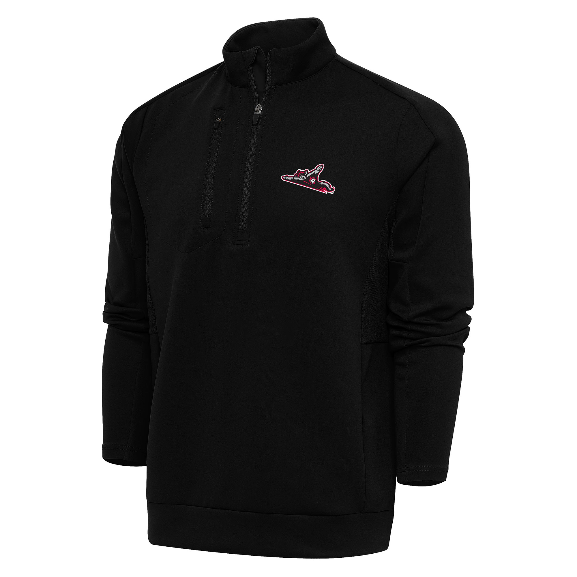 Men's Antigua Black Richmond Flying Squirrels Generation Quarter-Zip Pullover Top