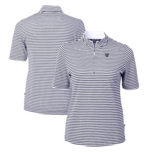 Women's Cutter & Buck  Navy Villanova Wildcats DryTec Virtue Eco Pique Stripe Recycled Polo