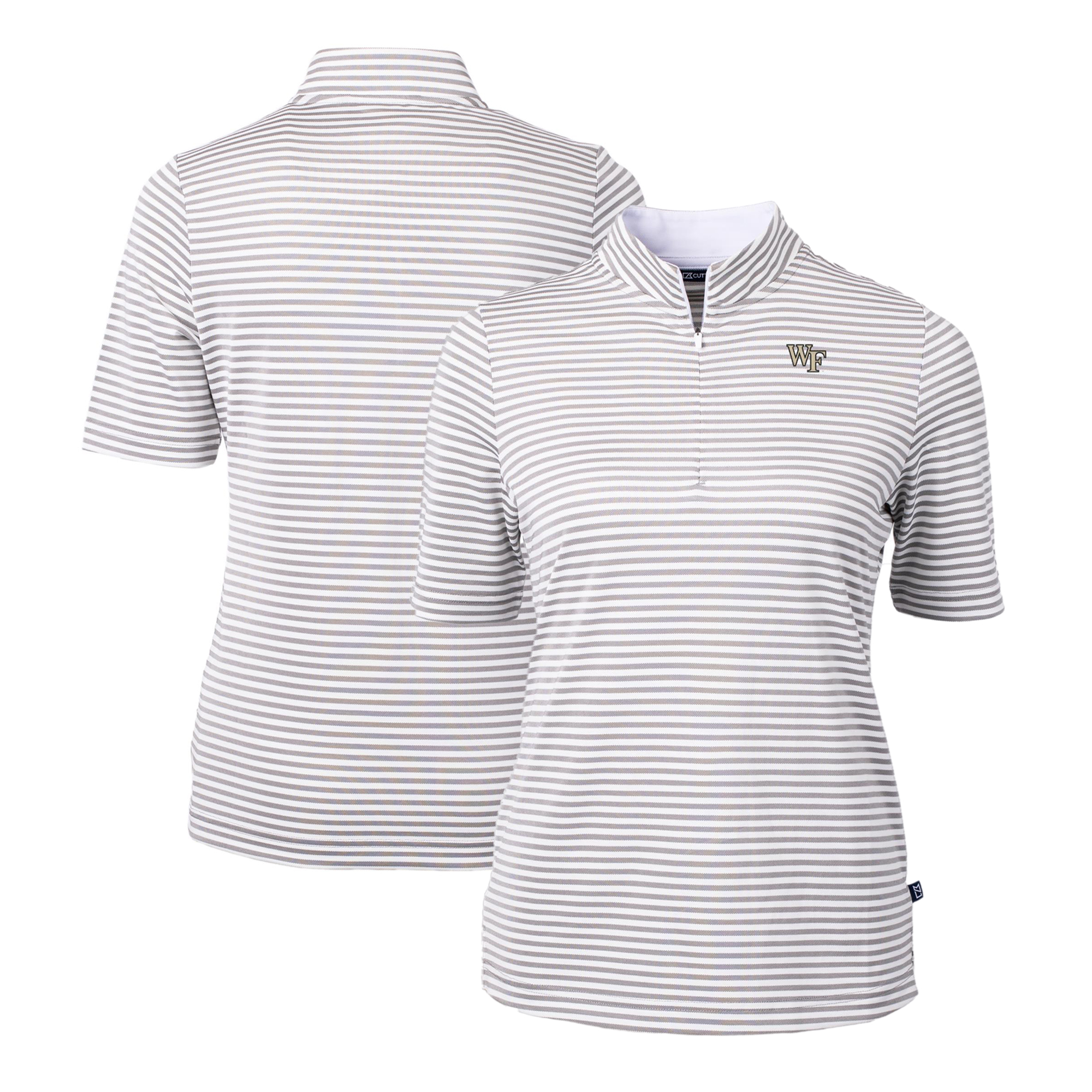 Women's Cutter & Buck Gray Wake Forest Demon Deacons DryTec Virtue Eco Pique Stripe Recycled Polo - Image 2