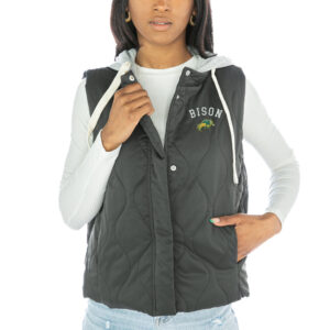Women's Gameday Couture  Black NDSU Bison Headliner Hooded Puffer Vest