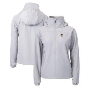 Women's Cutter & Buck  Gray Notre Dame Fighting Irish Alumni Charter Eco Recycled Half-Zip Anorak Jacket