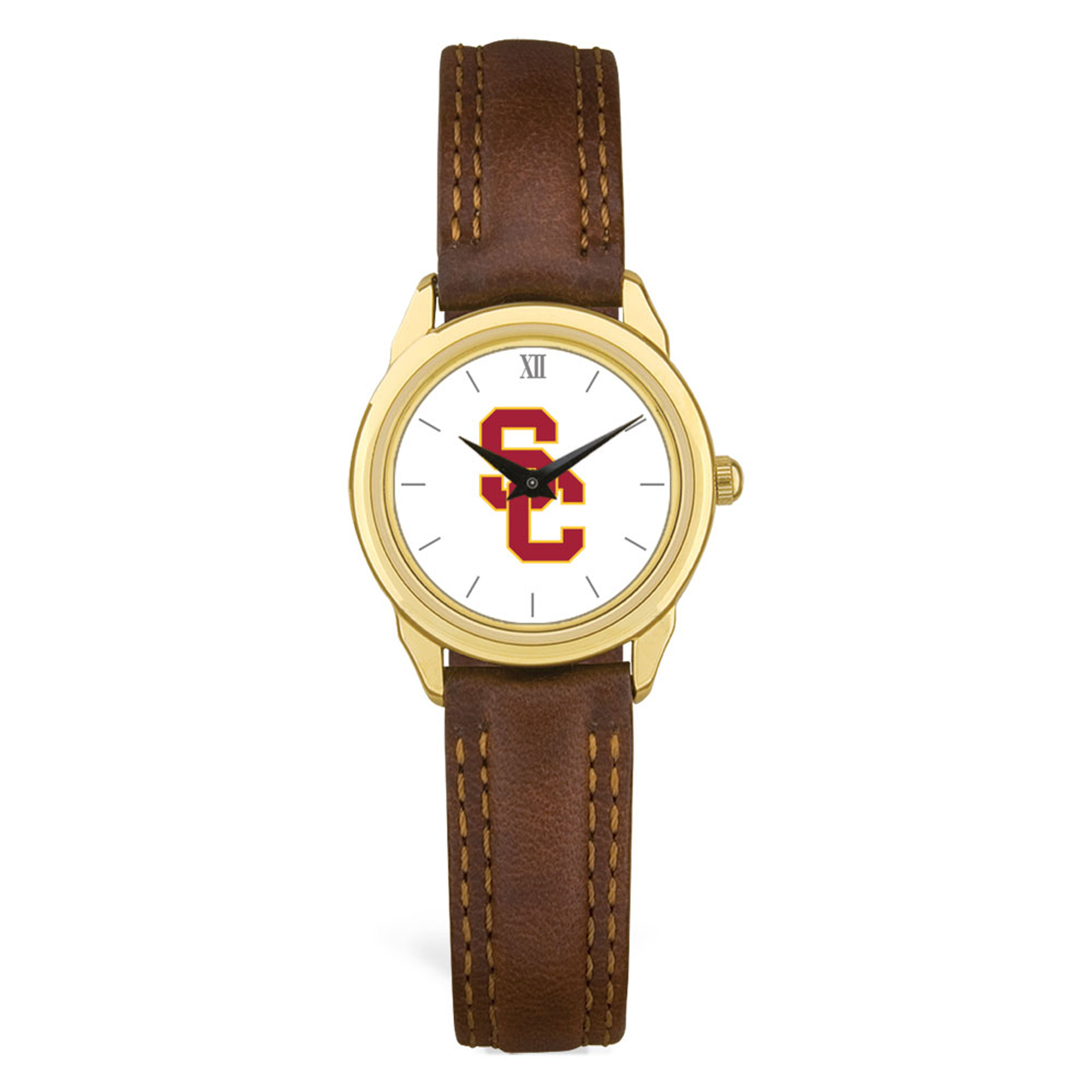 Women's Gold USC Trojans Brown Leather Watch