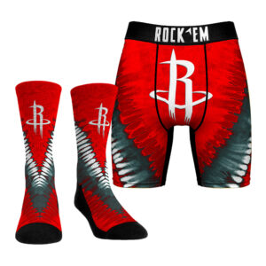 Men's Rock Em Socks  Houston Rockets Tie Dye Underwear and Crew Socks Combo Pack