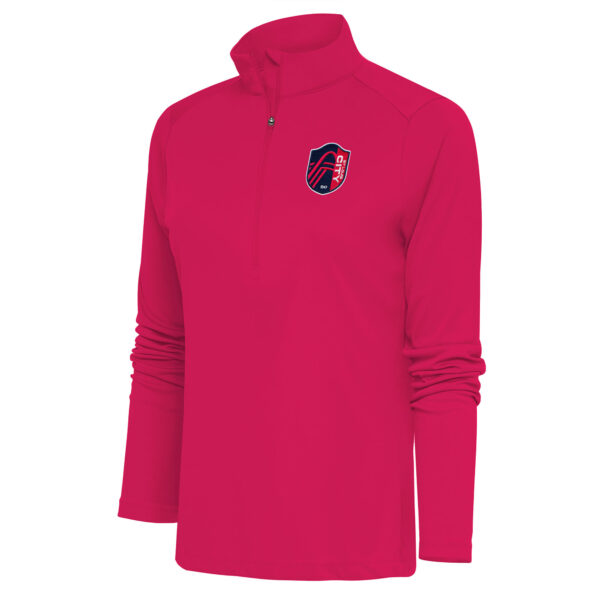 Women's Antigua Red St. Louis City SC Tribute Half-Zip Pullover Top