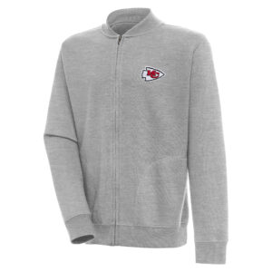 Men's Antigua  Heather Gray Kansas City Chiefs Victory Full-Zip Jacket