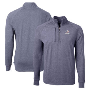 Men's Cutter & Buck  Heather Navy Green Bay Packers  Adapt Eco Knit Quarter-Zip Pullover Top