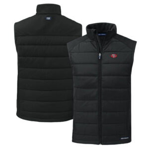 Men's Cutter & Buck Black San Francisco 49ers Throwback Evoke Hybrid Eco Softshell Recycled Full-Zip Vest