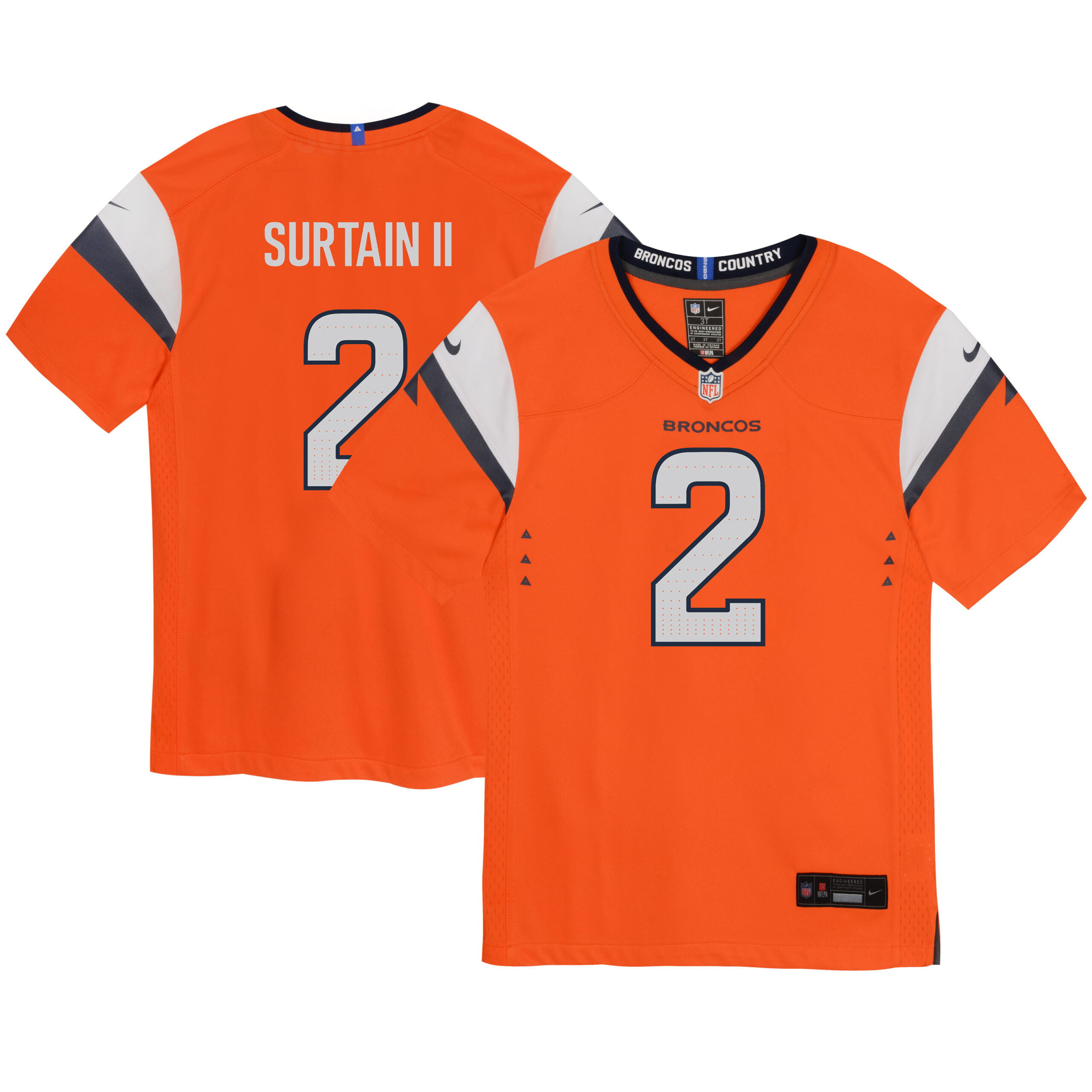 Toddler Nike Patrick Surtain II Orange Denver Broncos Mile High Collection Game Jersey