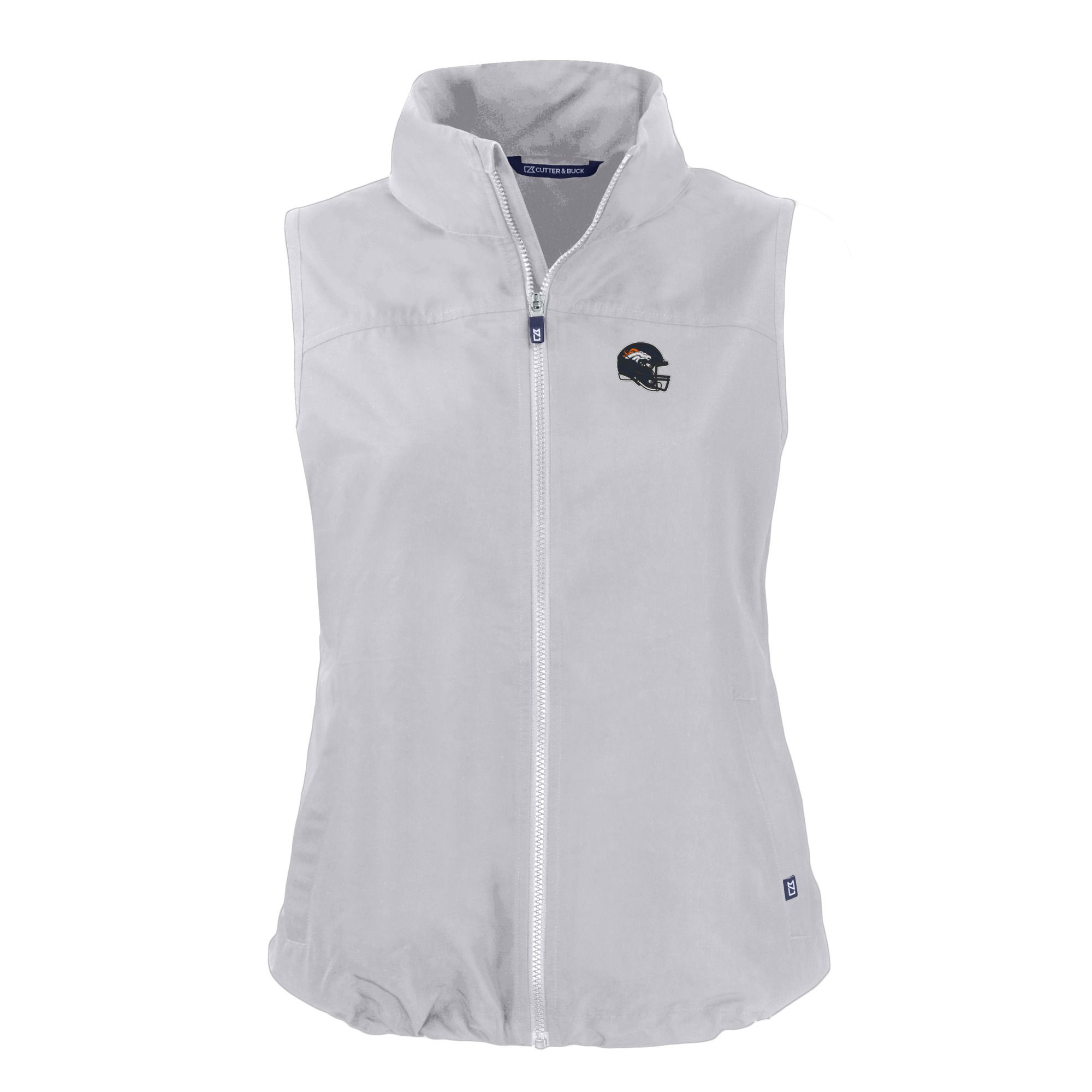 Women's Cutter & Buck Gray Denver Broncos Helmet Logo Charter Eco Recycled Full-Zip Vest - Image 3