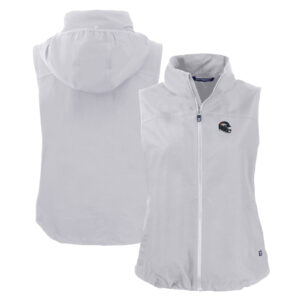 Women's Cutter & Buck Gray Denver Broncos Helmet Logo Charter Eco Recycled Full-Zip Vest