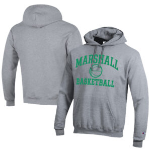 Men's Champion  Gray Marshall Thundering Herd Icon Logo Basketball Eco Powerblend Pullover Hoodie