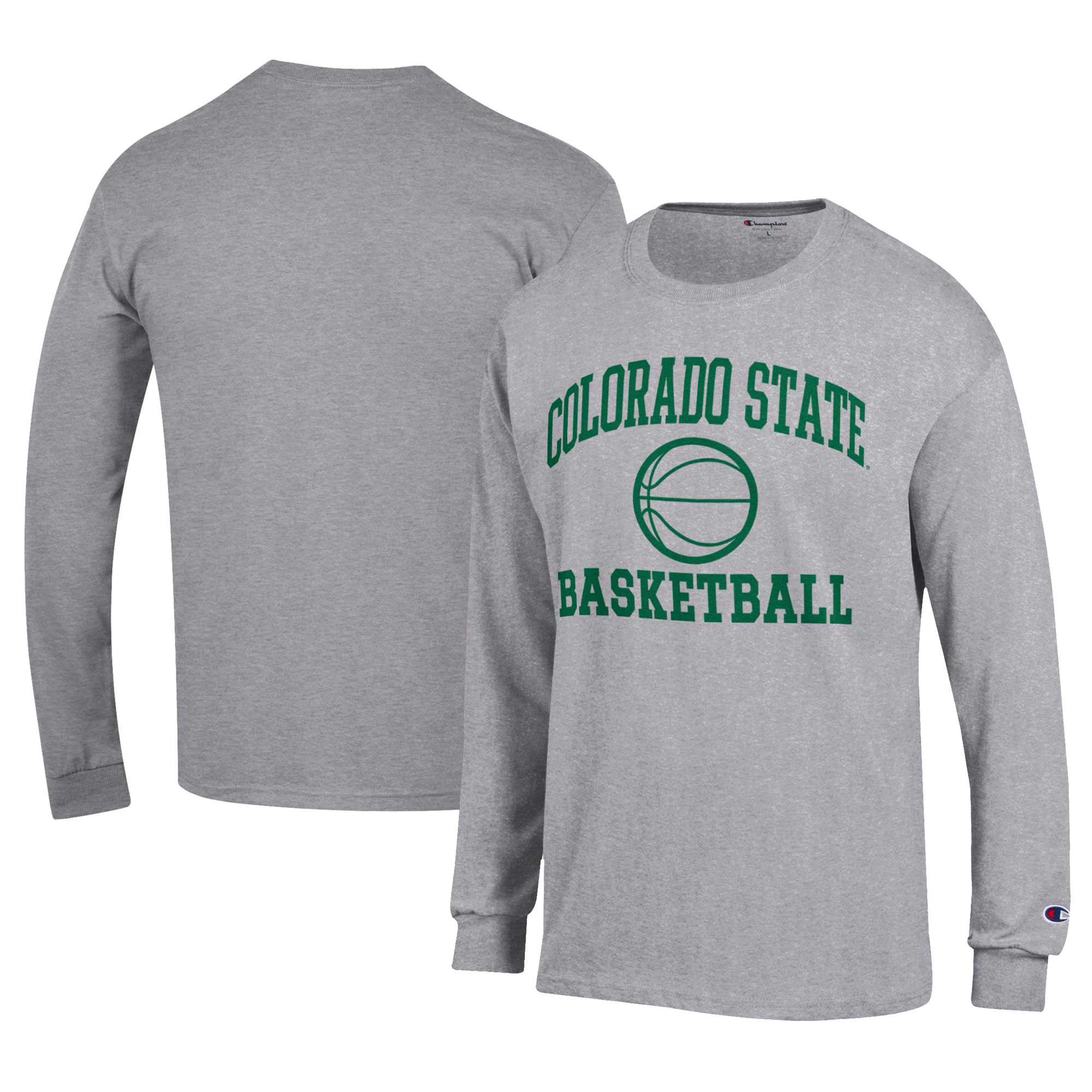 Men's Champion Gray Colorado State Rams Icon Logo Basketball Jersey Long Sleeve T-Shirt - Image 5