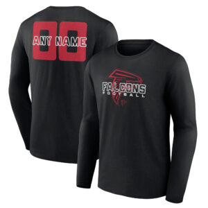 Men's Black Atlanta Falcons Stellar Personalized Name & Number Long Sleeve T-Shirt