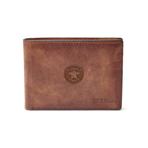 Fossil Brown Houston Astros Leather Derrick Front Pocket Bifold Wallet