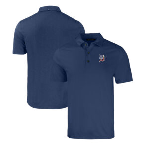 Men's Cutter & Buck  Heather Navy Detroit Tigers Stars & Stripes Forge Eco Stretch Recycled Polo