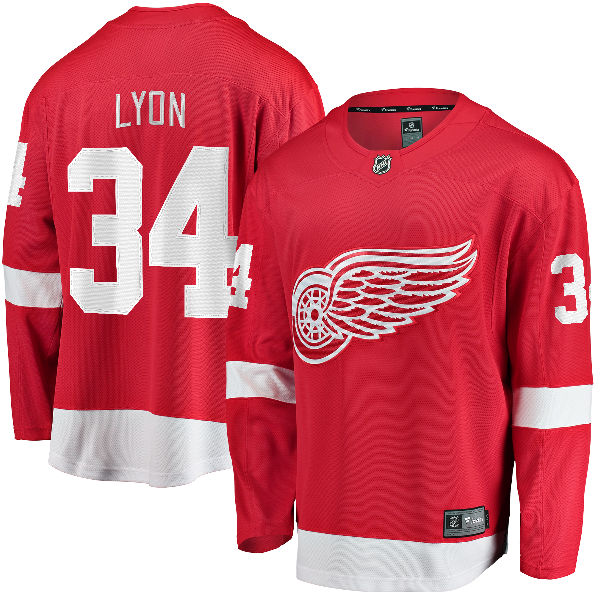 Men's Fanatics Alex Lyon Red Detroit Red Wings Home Breakaway Jersey