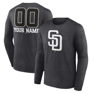 Men's Charcoal San Diego Padres Personalized Monochrome Name & Number Long Sleeve T-Shirt
