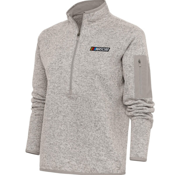 Women's Antigua  Oatmeal NASCAR Fortune Half-Zip Pullover Jacket