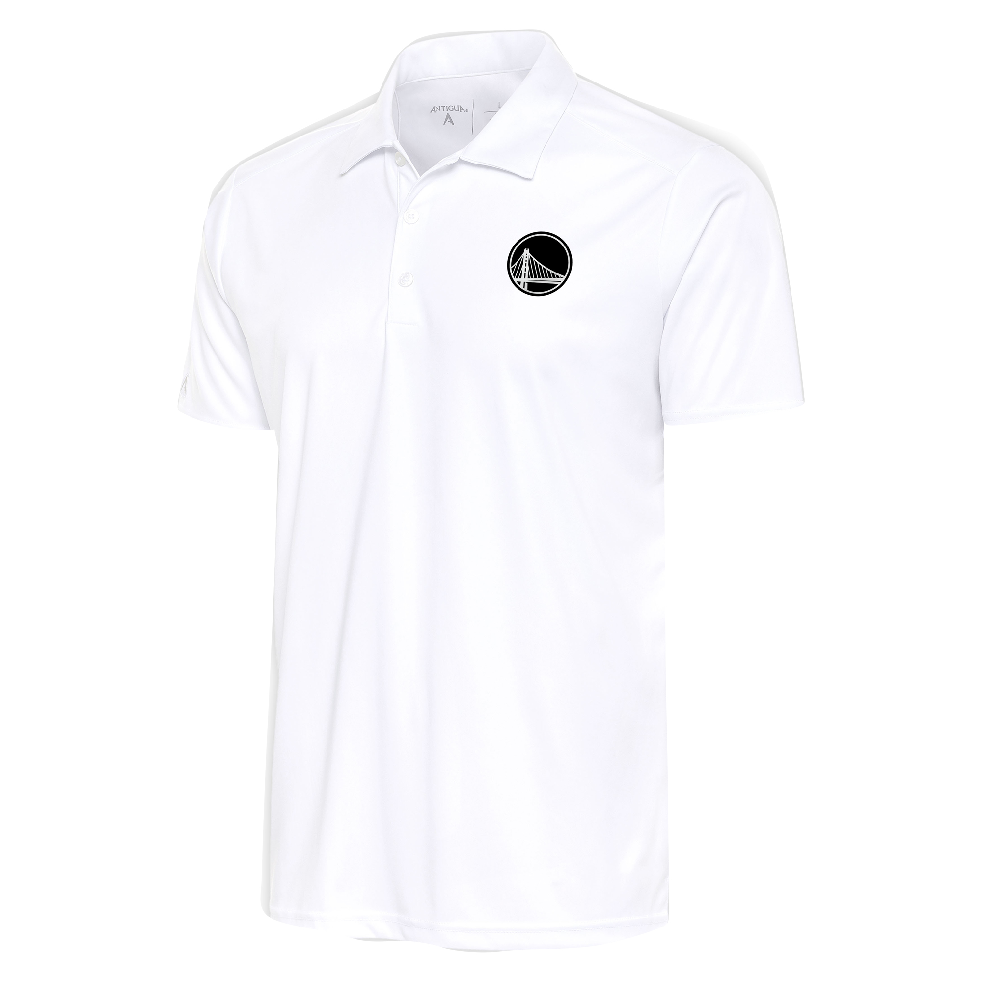 Men's Antigua White Golden State Warriors Big & Tall Metallic Logo Tribute Desert Dry Polo