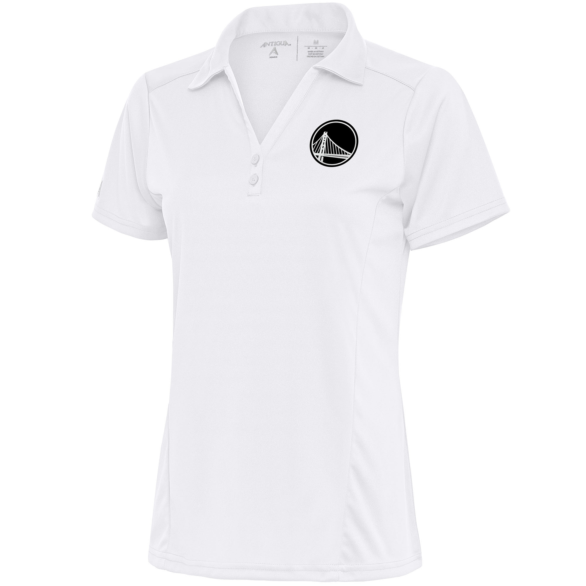 Women's Antigua White Golden State Warriors Brushed Metallic Tribute Polo