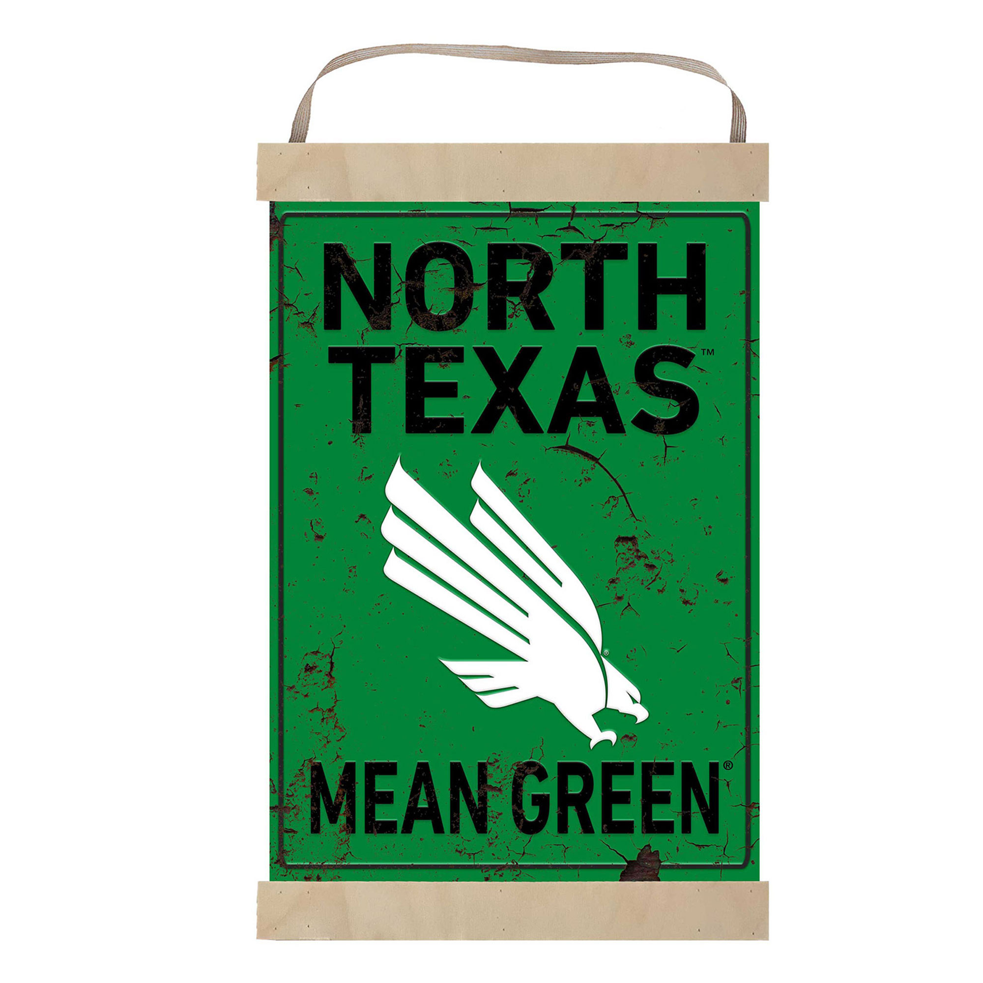 North Texas Mean Green Reversible Faux Rust Banner Sign