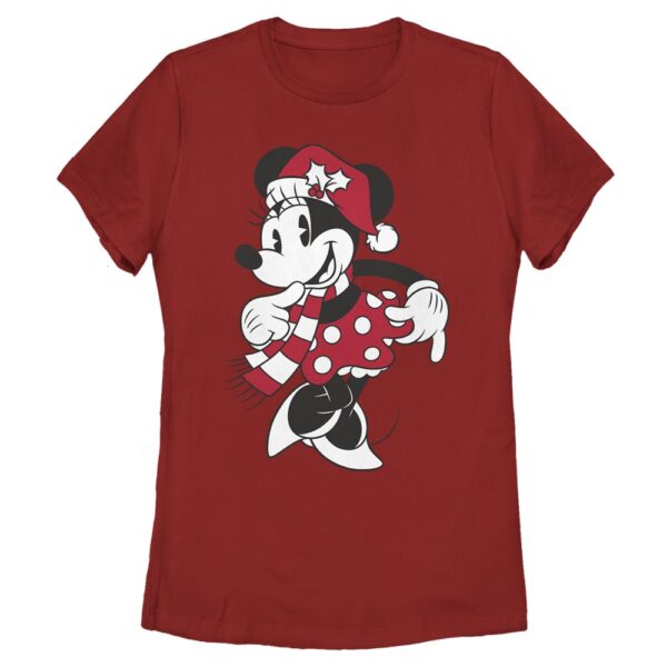 Women's Mad Engine Minnie Mouse Red Mickey & Friends Santa Hat Graphic T-Shirt