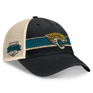 Men's Fanatics Black/Natural Jacksonville Jaguars Center Stripe Trucker Adjustable Hat