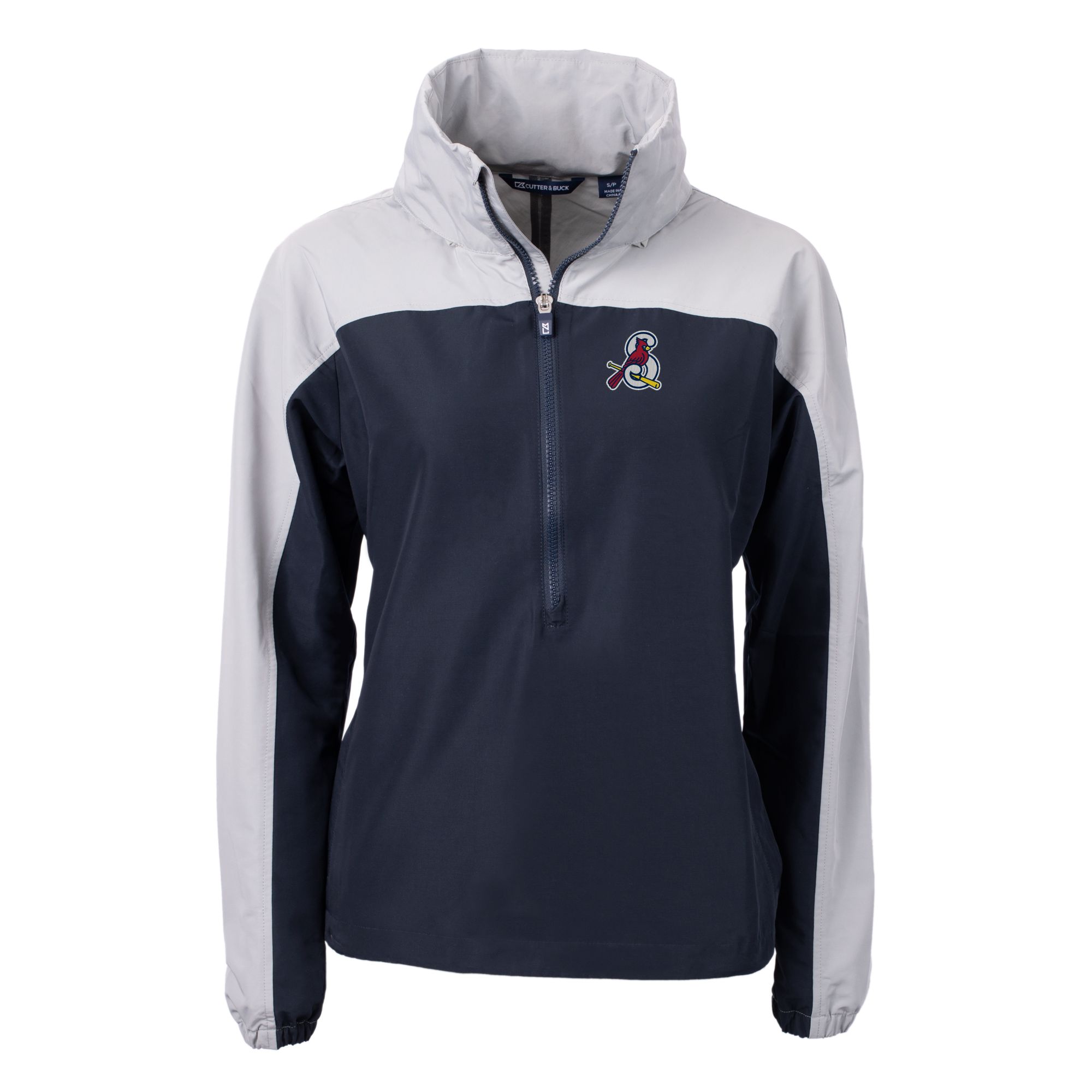 Women's Cutter & Buck Navy/Gray Springfield Cardinals Charter Eco Recycled Half-Zip Anorak Jacket - Image 3
