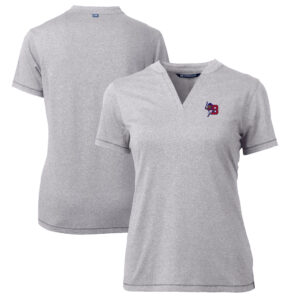 Women's Cutter & Buck  Heather Gray Buffalo Bisons Forge DryTec Heathered Stretch Blade Top