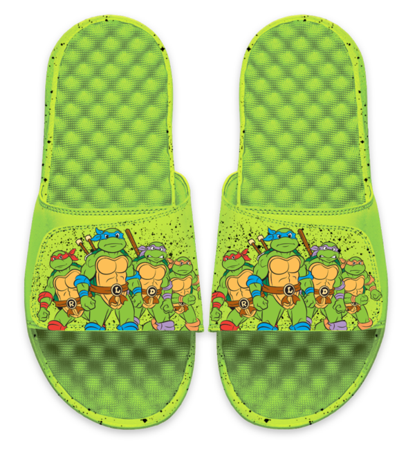Men's ISlide  Green Teenage Mutant Ninja Turtles Group Speckle Graphic Slide Sandals