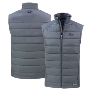 Men's Cutter & Buck Steel Rocket City Trash Pandas Evoke Hybrid Eco Softshell Recycled Full-Zip Vest
