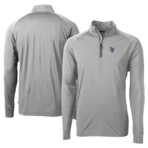 Men's Cutter & Buck  Gray Scranton Wilkes-Barre RailRiders Adapt Eco Knit Stretch Recycled Big & Tall Quarter-Zip Pullover Top