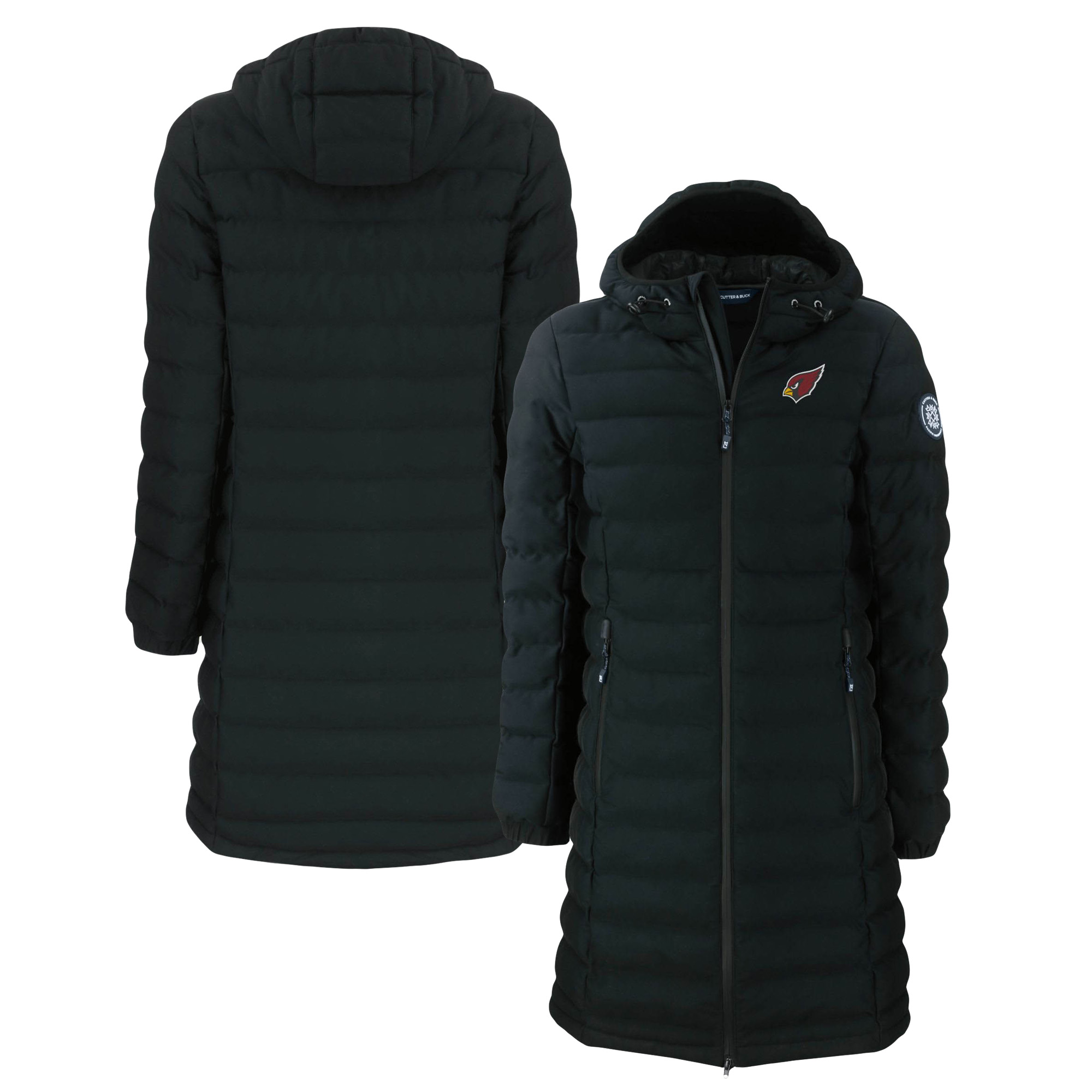 Women's Cutter & Buck Black Arizona Cardinals Mission Ridge Repreve Eco Insulated Long Full-Zip Puffer Jacket