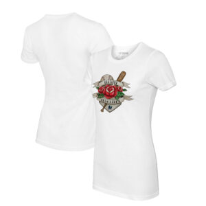Women's Tiny Turnip White Miami Marlins Tattoo Rose T-Shirt