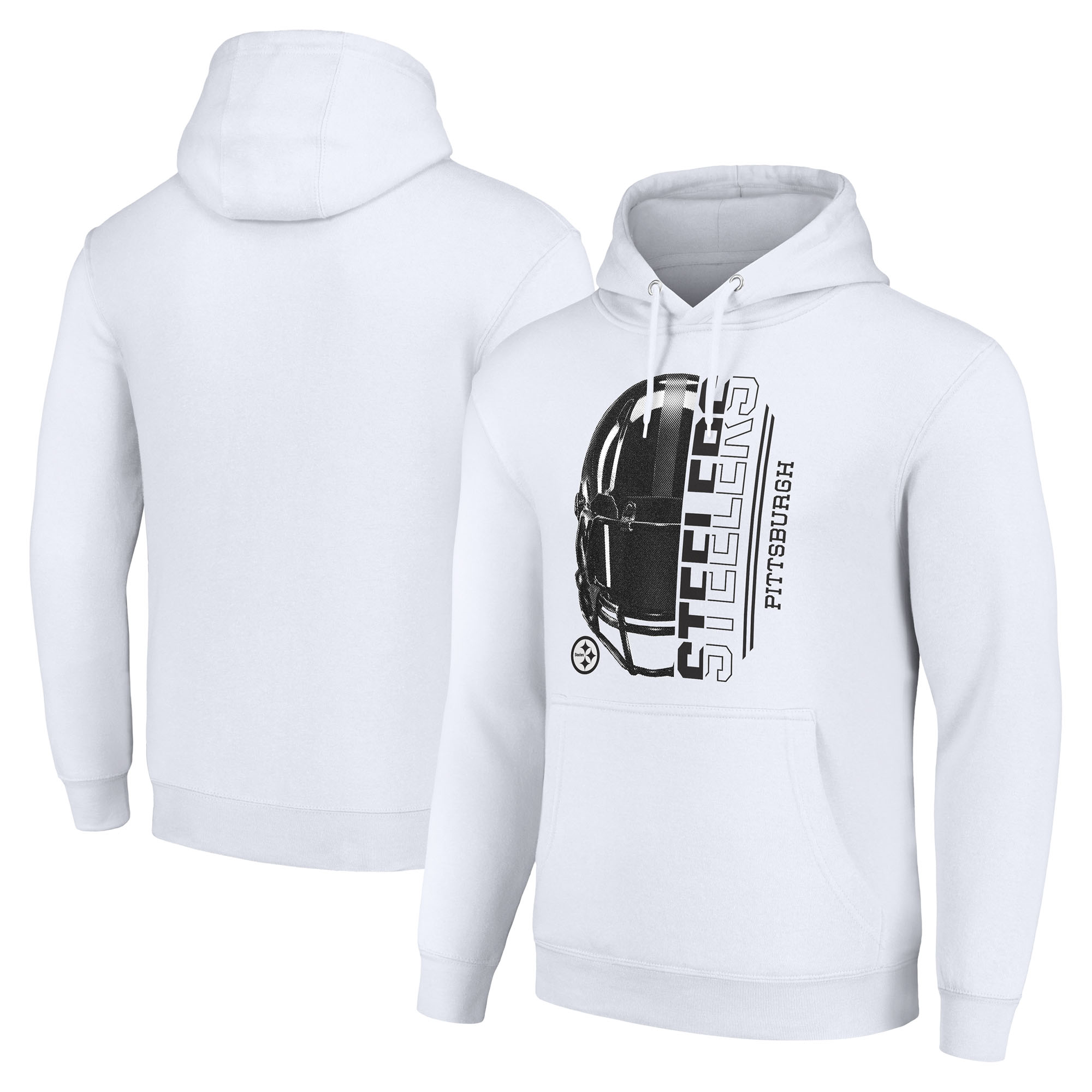 Unisex Starter White Pittsburgh Steelers Half Helmet Logo Pullover Hoodie