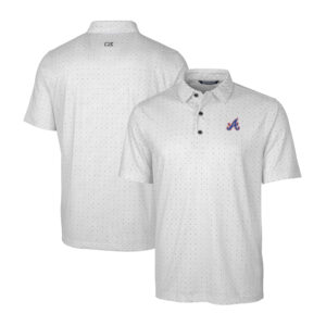 Men's Cutter & Buck Charcoal Atlanta Braves City Connect Big & Tall Pike Double Dot Print Stretch Polo