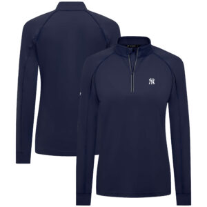 Women's Levelwear  Navy New York Yankees Kinetic Insignia Quarter-Zip Pullover