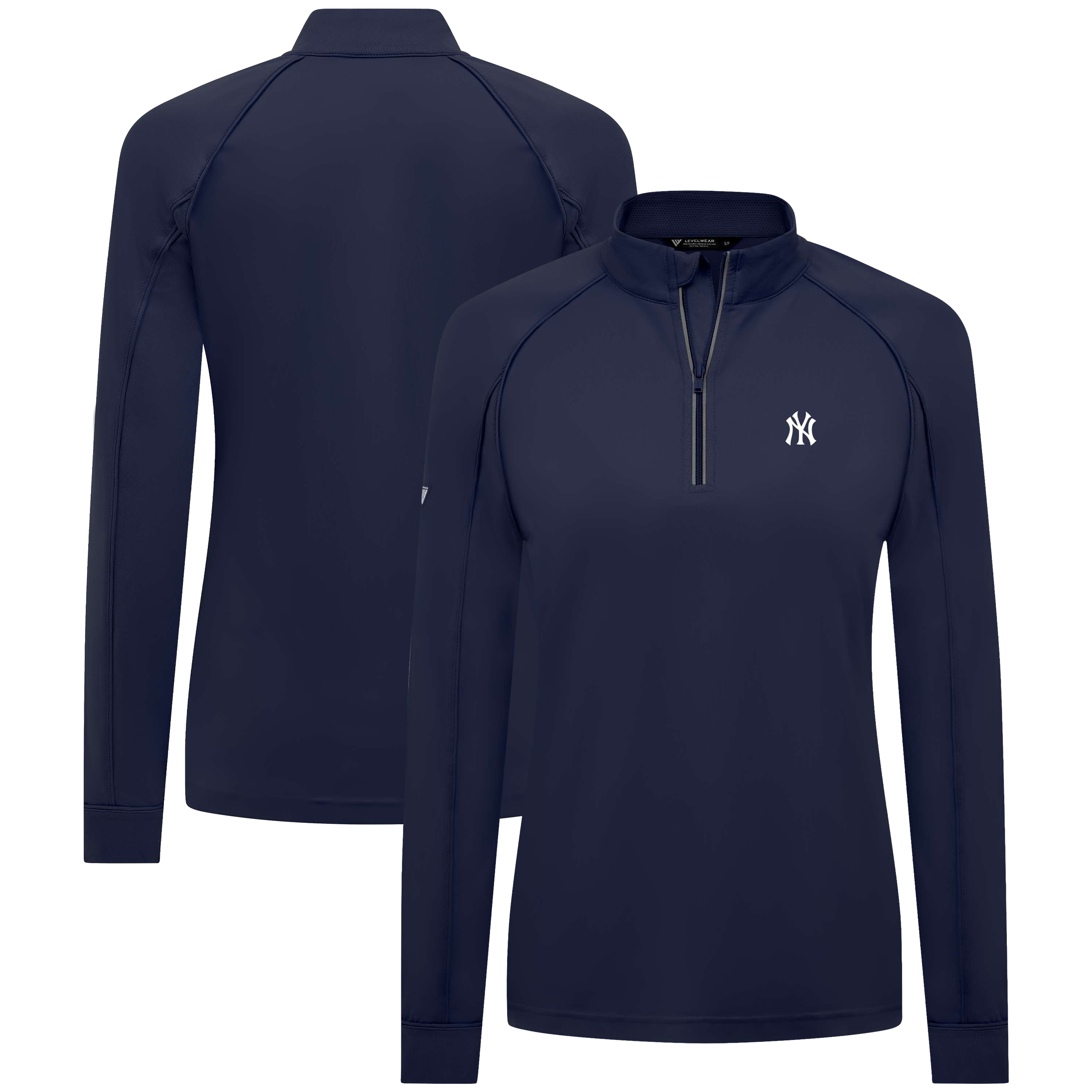 Women's Levelwear Navy New York Yankees Kinetic Insignia Quarter-Zip Pullover