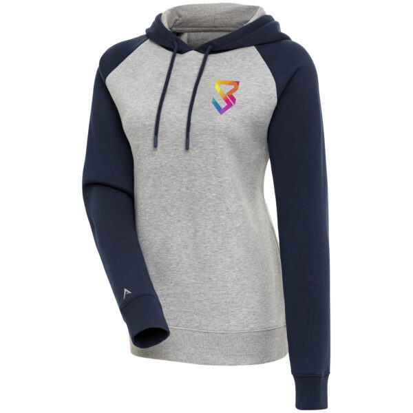 Women's Antigua  Heather Gray Seth "Freakin" Rollins Victory Raglan Pullover Hoodie