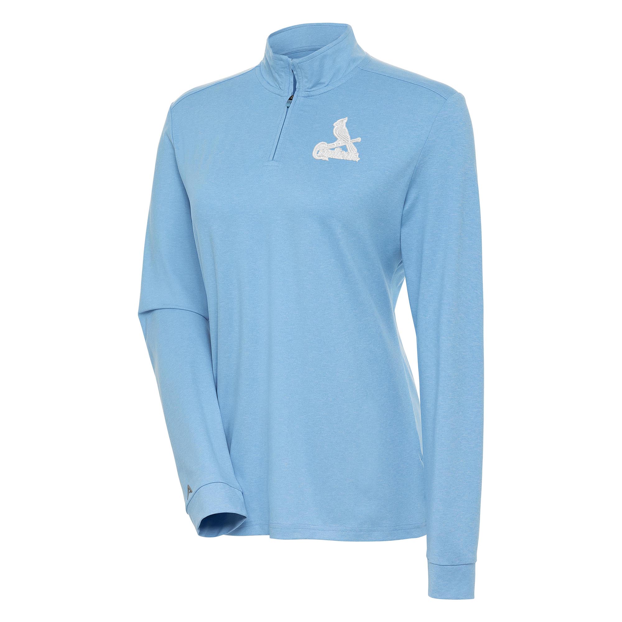 Women's Antigua Light Blue St. Louis Cardinals Mentor Quarter-Zip Pullover Top