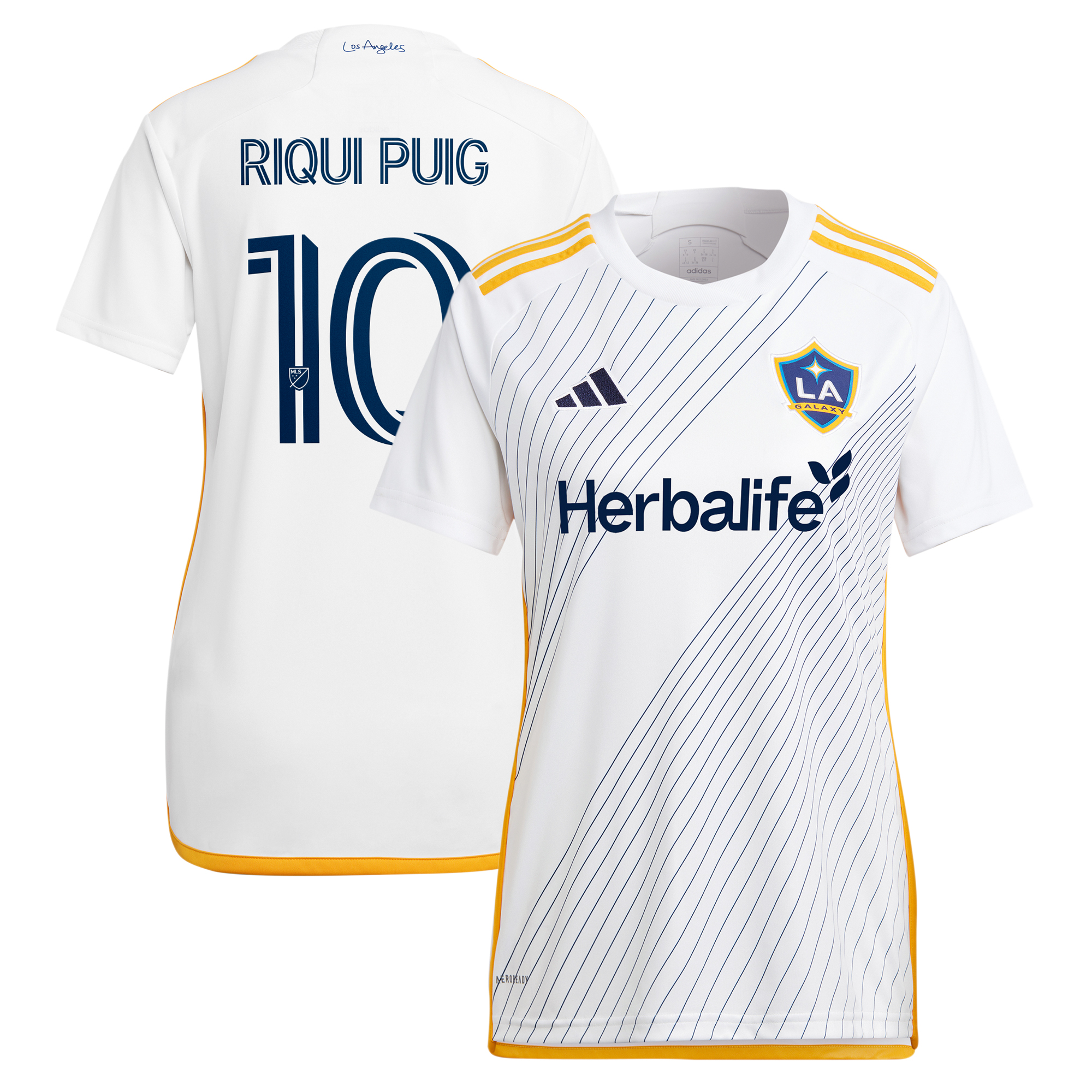 Women's adidas Riqui Puig White LA Galaxy 2024 Angeleno Kit Replica Player Jersey