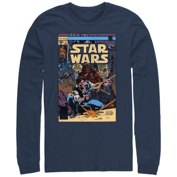 Men's Mad Engine  Navy Star Wars Comic Graphic Long Sleeve T-Shirt